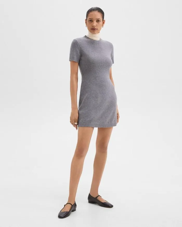 Dresses Women Theory Mini Sweater Dress In Felted WoolCashmere Ash Melange Dresses Women Theory Mini Sweater Dress In Felted WoolCashmere Ash Melange