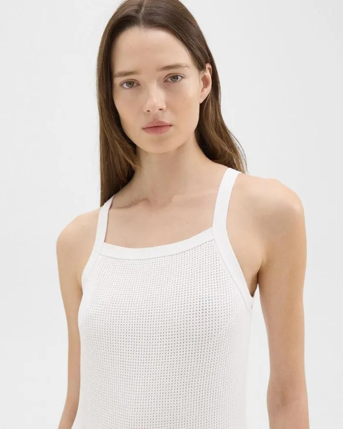 Dresses Women Theory Pointelle Midi Dress In Crepe Knit White Dresses Women Theory Pointelle Midi Dress In Crepe Knit White