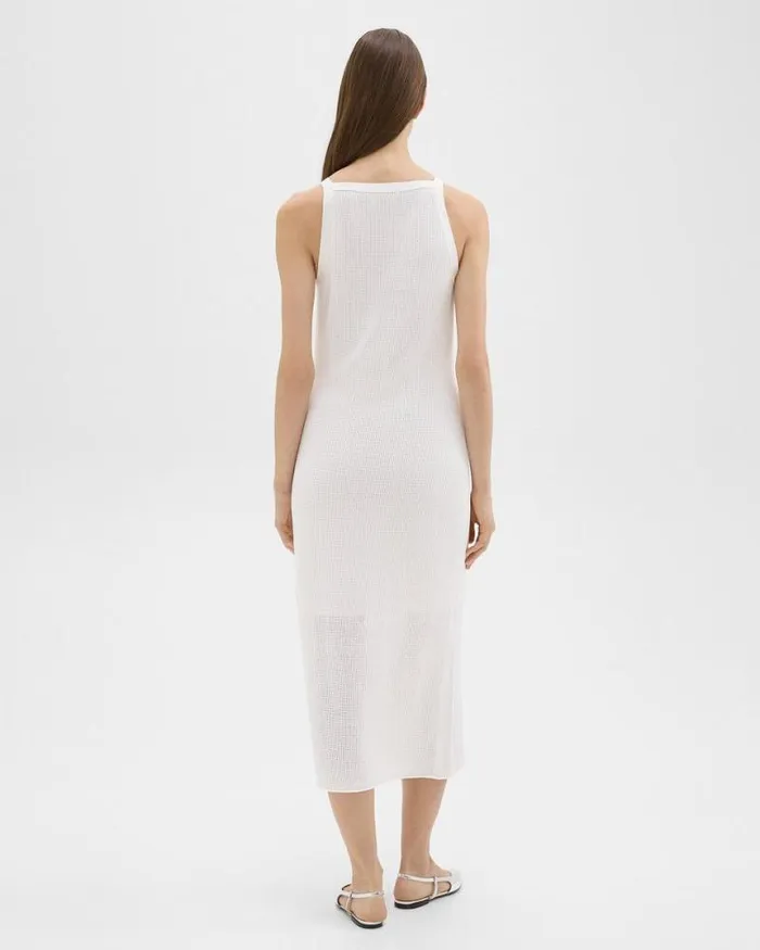 Dresses Women Theory Pointelle Midi Dress In Crepe Knit White Dresses Women Theory Pointelle Midi Dress In Crepe Knit White