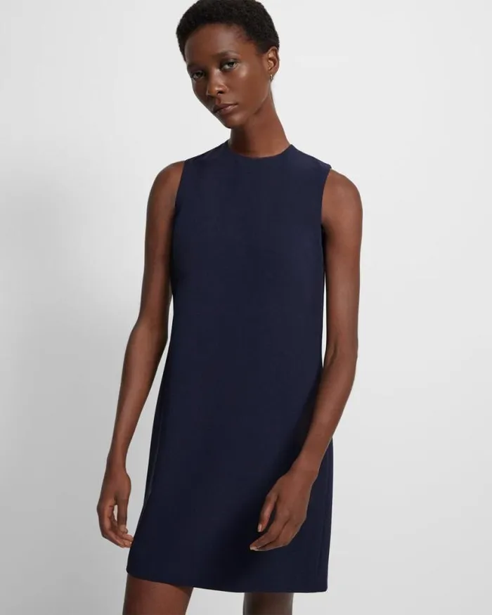 Dresses Women Theory Shift Dress In Admiral Crepe Nocturne Navy