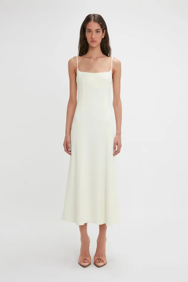 Dresses Women Victoria Beckham Exclusive Panelled Midi Cami Dress In Vanilla