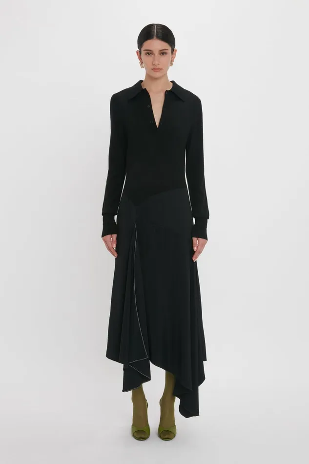 Dresses Women Victoria Beckham Henley Shirt Dress In Black
