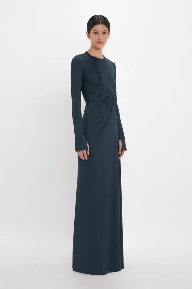 Dresses Women Victoria Beckham Ruched Detail FloorLength Gown In Midnight Dresses Women Victoria Beckham Ruched Detail FloorLength Gown In Midnight