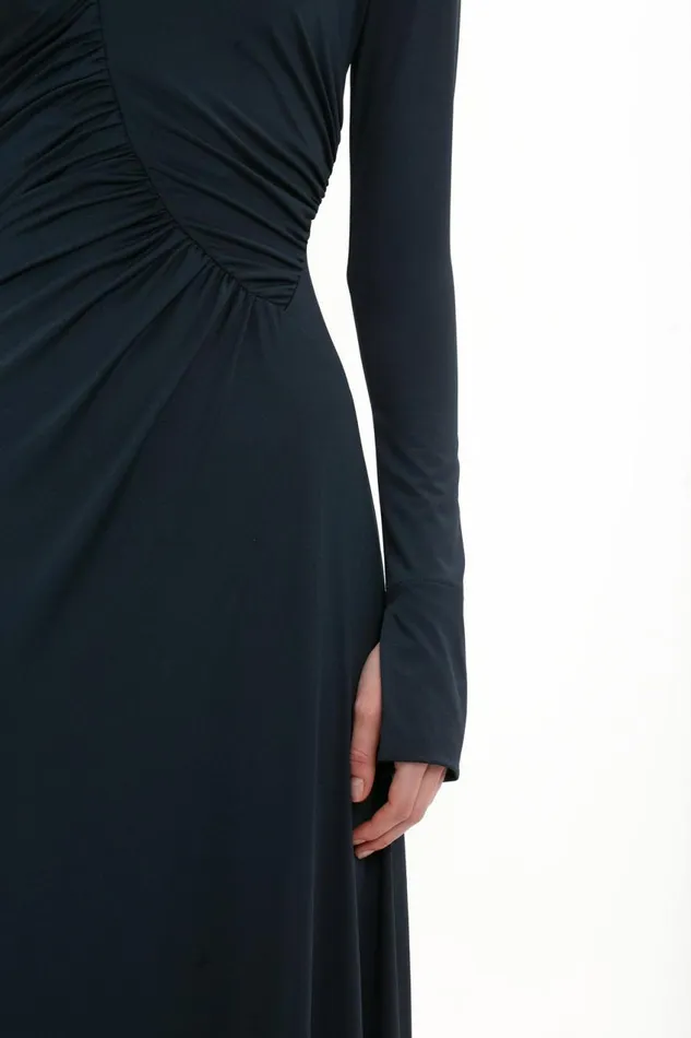 Dresses Women Victoria Beckham Ruched Detail FloorLength Gown In Midnight Dresses Women Victoria Beckham Ruched Detail FloorLength Gown In Midnight