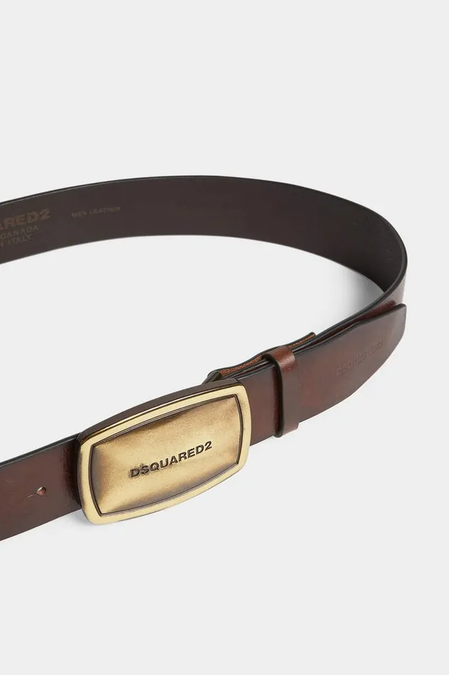 Dsquared2 Belts Vintage Logo Plaque Belt Dark Brown 8211 Men