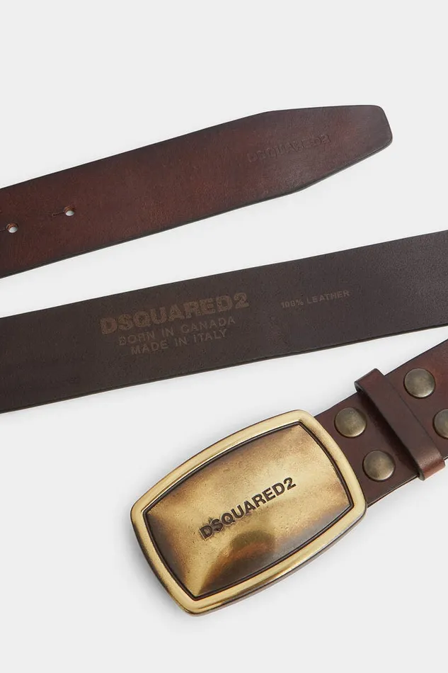 Dsquared2 Belts Vintage Logo Plaque Belt Dark Brown 8211 Men