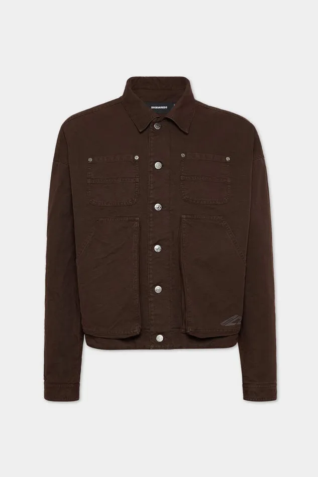 Dsquared2 Coats and Outerwear Icon New Generation Canvas Utility Jacket Dark Chocolate 8211 Men