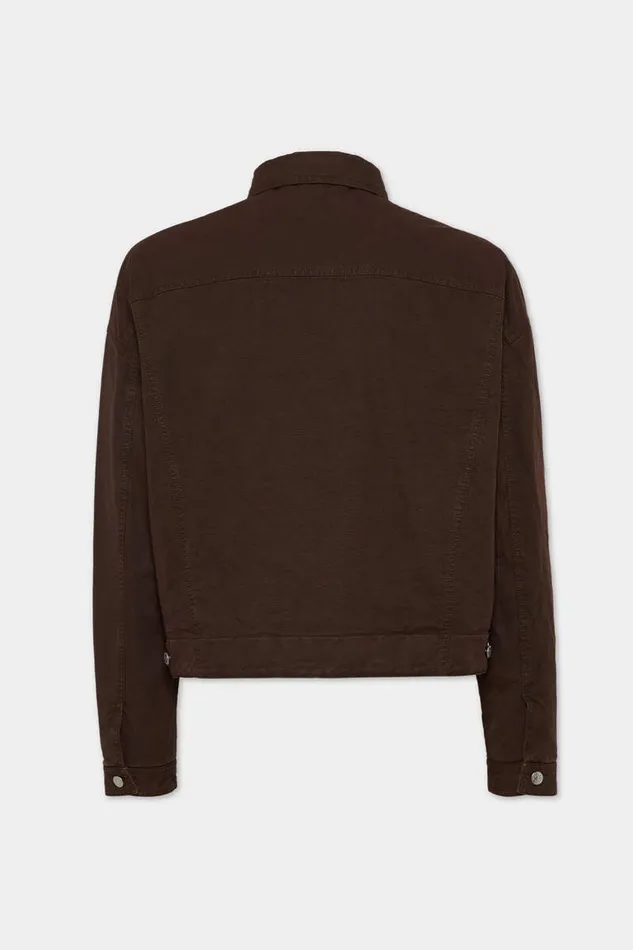 Dsquared2 Coats and Outerwear Icon New Generation Canvas Utility Jacket Dark Chocolate 8211 Men