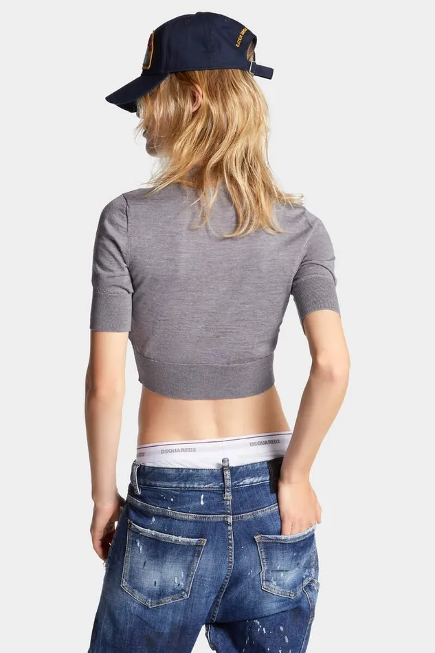 Dsquared2 Knitwear Cropped D2 Pullover Grey 8211 Women