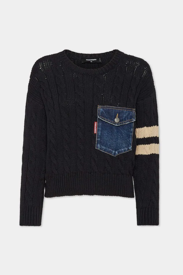Dsquared2 Knitwear Denim Mix Pullover Bordeaux 8211 Women