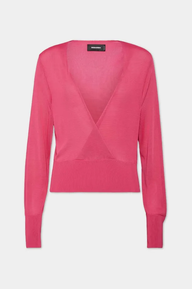 Dsquared2 Knitwear Draped VNeck Pullover Neon Fuchsia 8211 Women