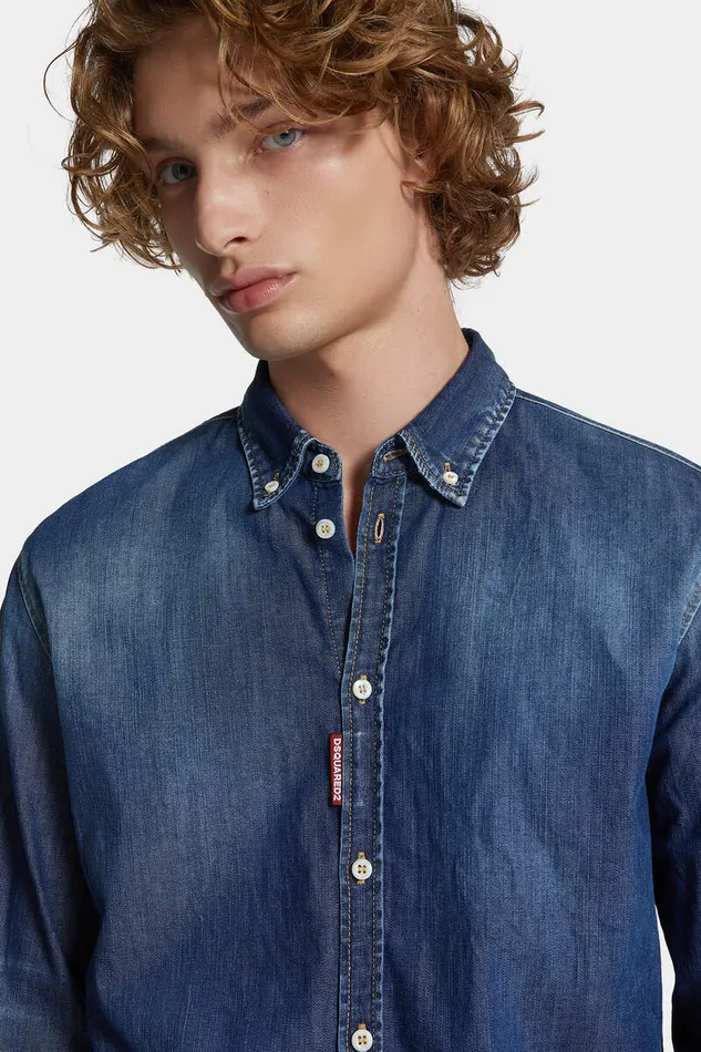 Dsquared2 Shirts Dark Wash Relax Dan BD Shirt Navy 8211 Men