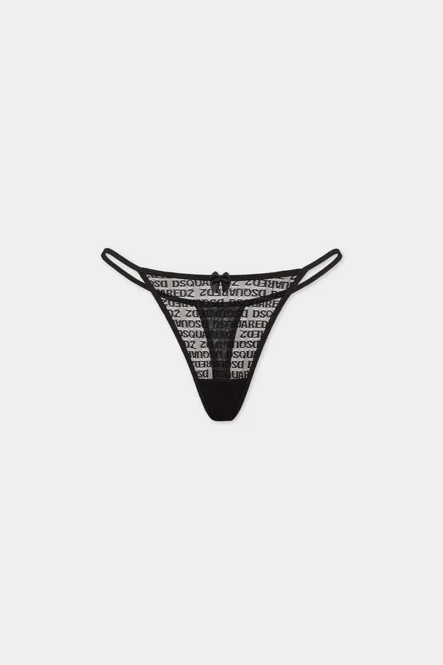 Dsquared2 Underwear Allover Logo Thong Black 8211 Women