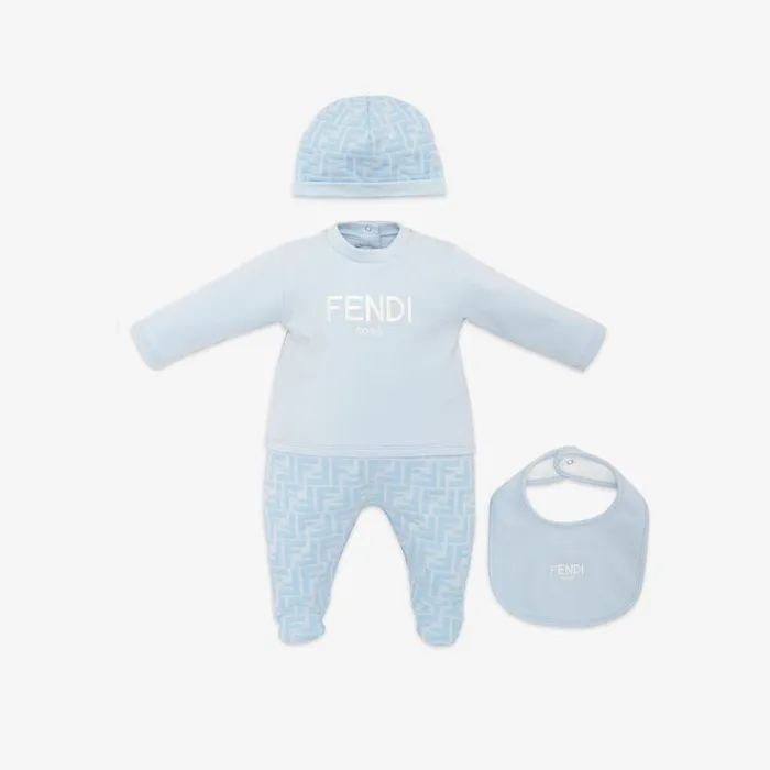 Fendi Baby Boy Baby Set Light Blue Jersey Baby Set With Logo 8211 Kids