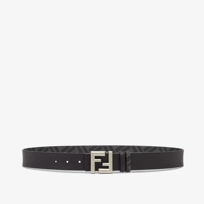 Fendi Belts FF Rounded Belt Black Leather And Black FF Canvas Reversible Belt 8211 Men Fendi Belts FF Rounded Belt Black Leather And Black FF Canvas Reversible Belt 8211 Men
