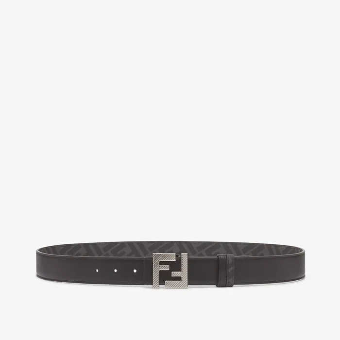 Fendi Belts FF Squared Belt Black Leather And Black FF Canvas Reversible Belt 8211 Men Fendi Belts FF Squared Belt Black Leather And Black FF Canvas Reversible Belt 8211 Men