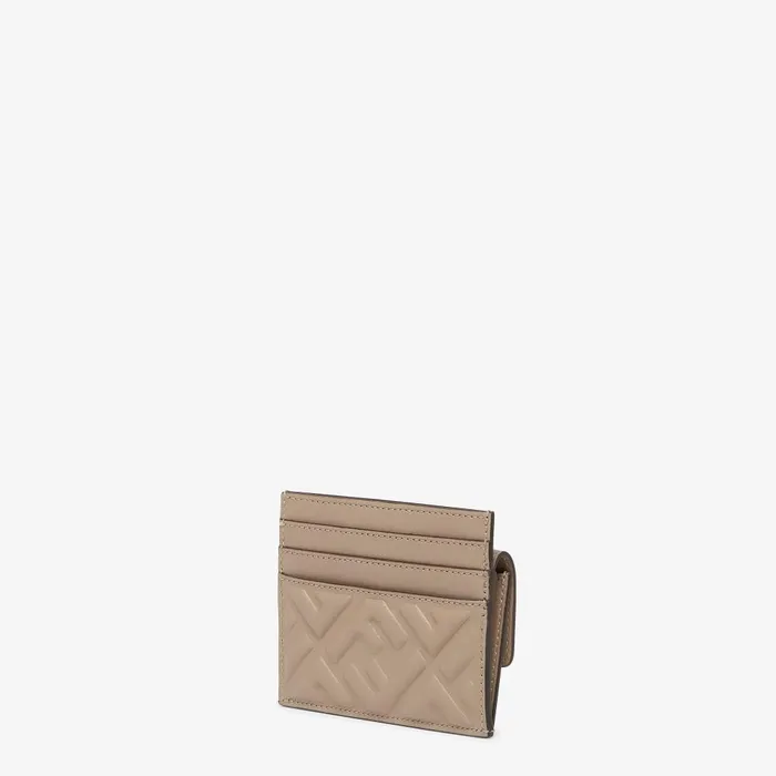 Fendi Card Holders Baguette Card Holder Dove Gray Nappa Leather Card Holder 8211 Women