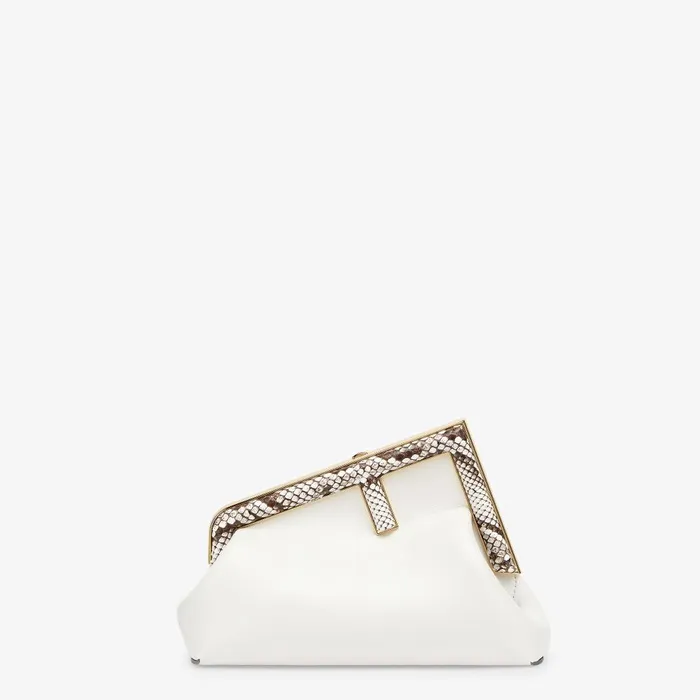Fendi Clutches and Pouches Fendi First Small White Leather Bag With Exotic Details 8211 Women Fendi Clutches and Pouches Fendi First Small White Leather Bag With Exotic Details 8211 Women
