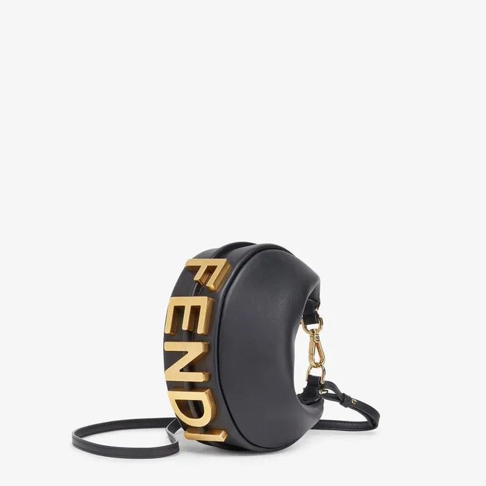 Fendi Hobo Bags Fendigraphy Mini Black Leather Minibag 8211 Women