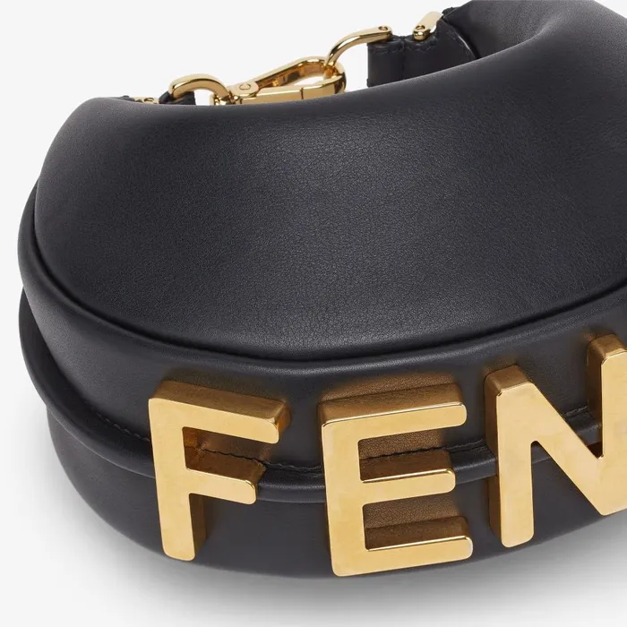 Fendi Hobo Bags Fendigraphy Mini Black Leather Minibag 8211 Women