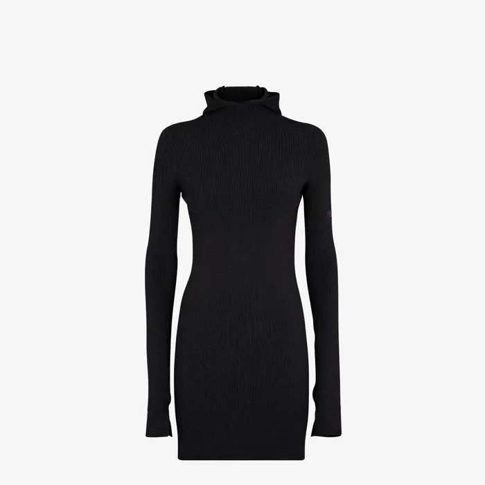 Fendi Knitwear Dress Black Wool And Silk Dress 8211 Women