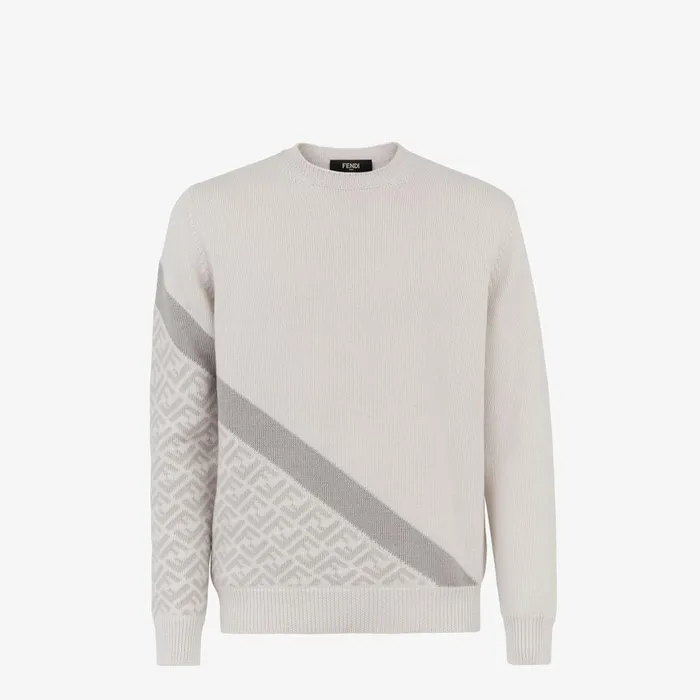 Fendi Knitwear Sweater White Wool Sweater 8211 Men
