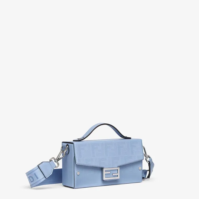 Fendi Messenger Bags Soft Trunk Baguette Sky Blue Leather Bag 8211 Men