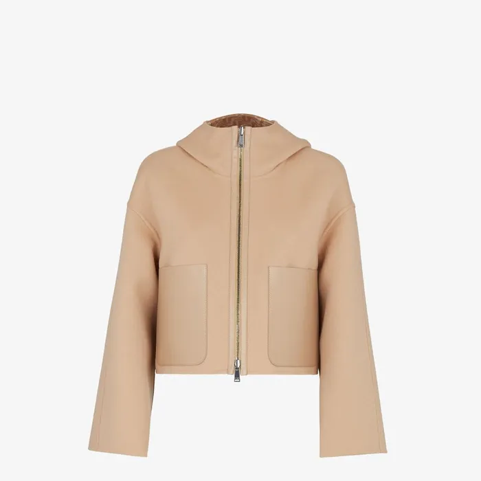 Fendi Outerwear Jacket Beige Wool Jacket 8211 Women