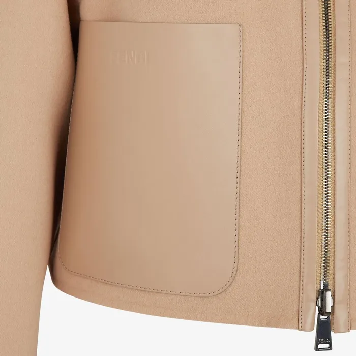 Fendi Outerwear Jacket Beige Wool Jacket 8211 Women
