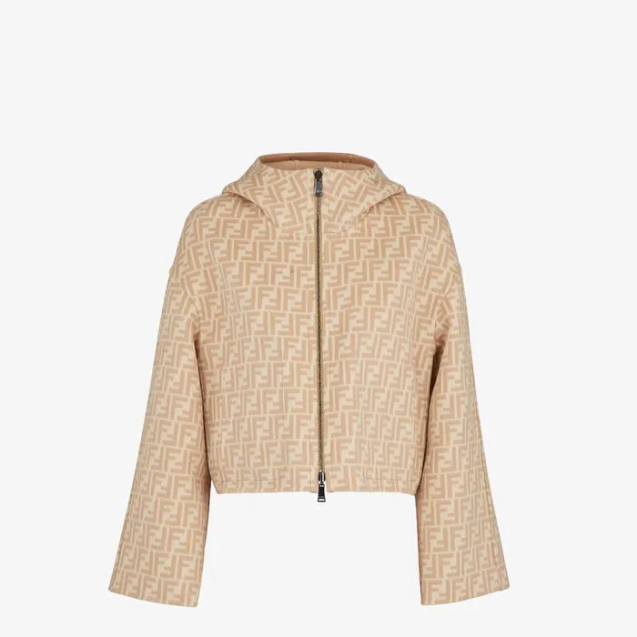 Fendi Outerwear Jacket Beige Wool Jacket 8211 Women