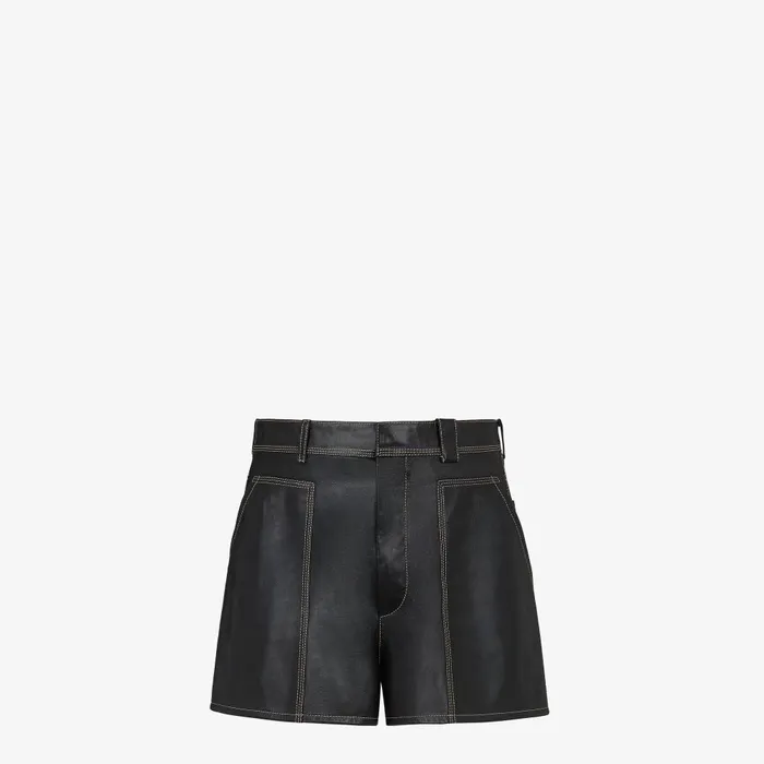 Fendi Pants and Shorts Short Pants Black Leather Short Pants 8211 Men