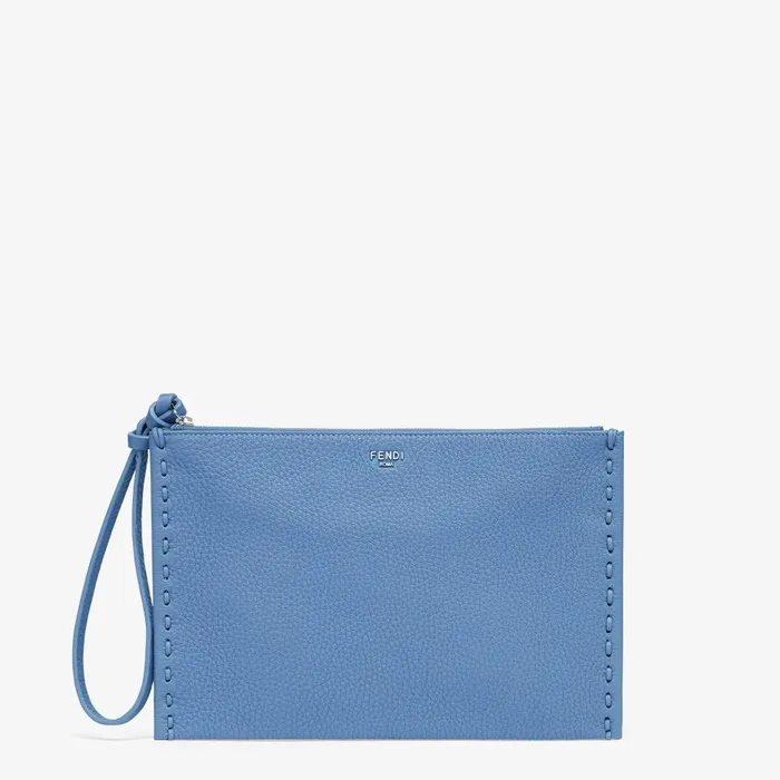 Fendi Pouches Peekaboo Flat Pouch Light Blue Selleria Pouch 8211 Women