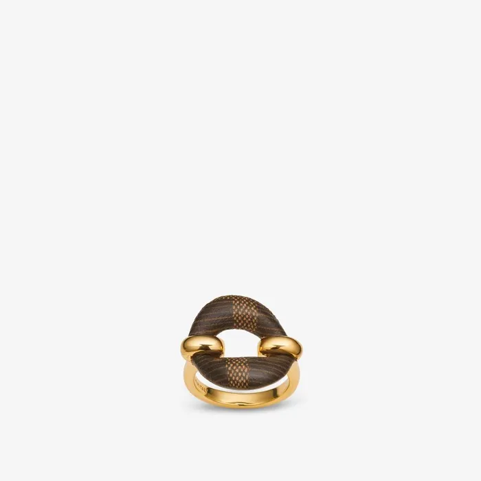 Fendi Rings Fendi Filo Ring Brown FF Leather Ring 8211 Women