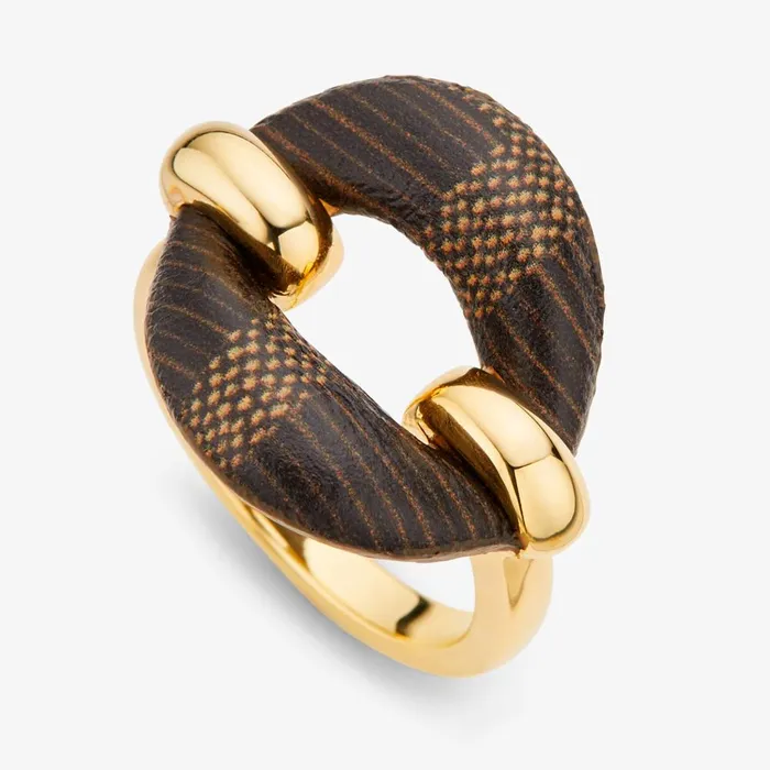 Fendi Rings Fendi Filo Ring Brown FF Leather Ring 8211 Women