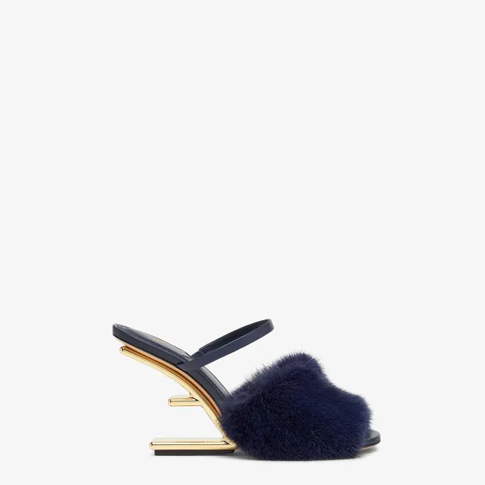 Fendi Sandals and Mules Fendi First Blue Mink Highheeled Sandals 8211 Women