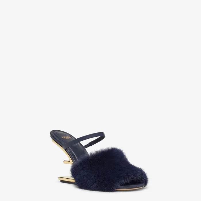 Fendi Sandals and Mules Fendi First Blue Mink Highheeled Sandals 8211 Women