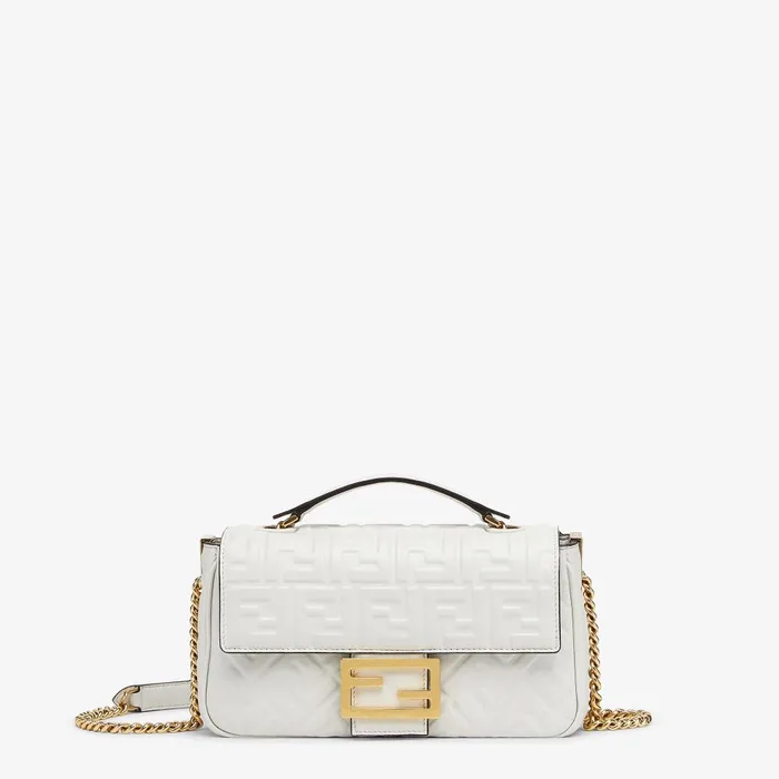 Fendi Shoulder and Crossbody Bags Baguette Chain Midi White Nappa Leather Bag 8211 Women Fendi Shoulder and Crossbody Bags Baguette Chain Midi White Nappa Leather Bag 8211 Women