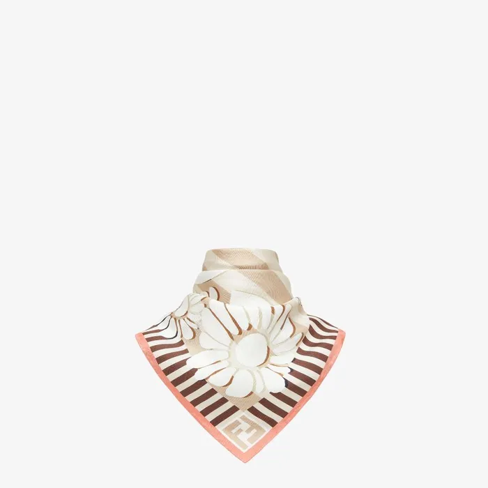 Fendi Silk Scarves FF Foulard Pink Silk Foulard 8211 Women