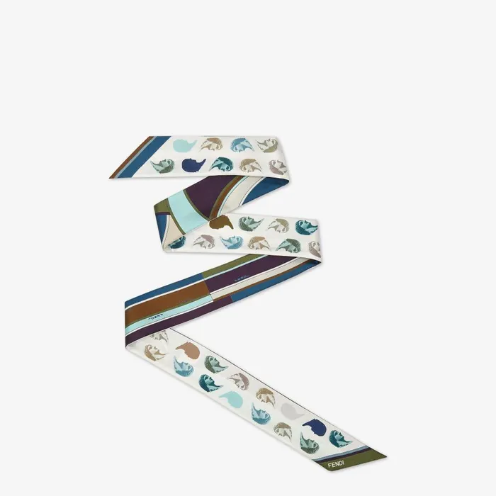Fendi Silk Scarves Wrappy Blue Silk Bandeau 8211 Women