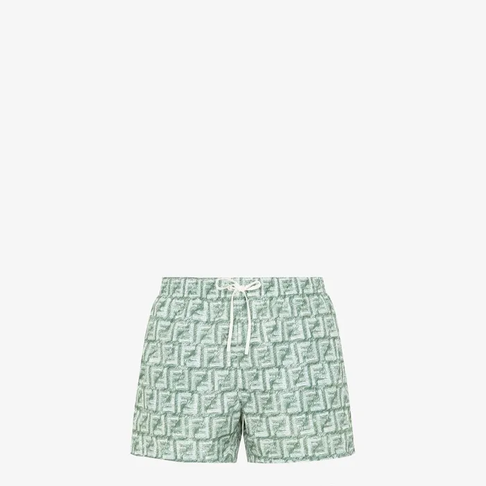 Fendi Swimwear Swim Shorts Green FF Nylon Swim Shorts 8211 Men