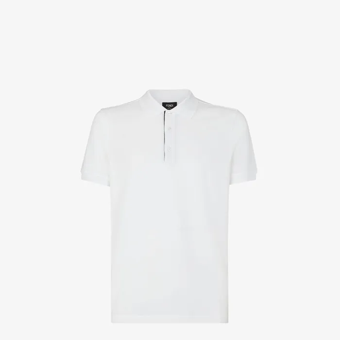 Fendi Tshirts and Polos Polo Shirt White Piqu Polo Shirt 8211 Men