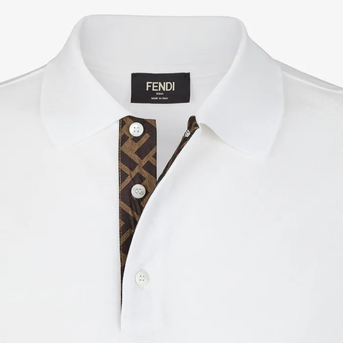 Fendi Tshirts and Polos Polo Shirt White Piqu Polo Shirt 8211 Men