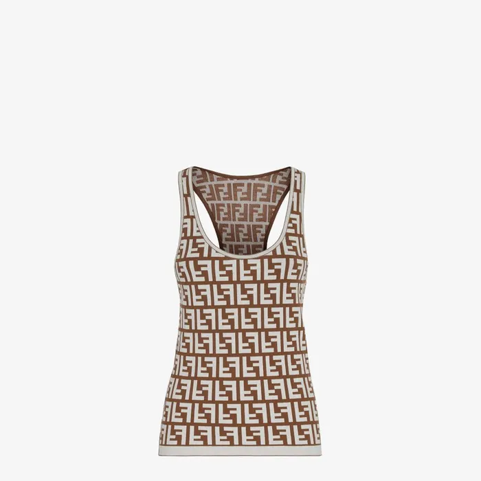 Fendi Tops and Shirts Top Brown FF Cotton Top 8211 Women