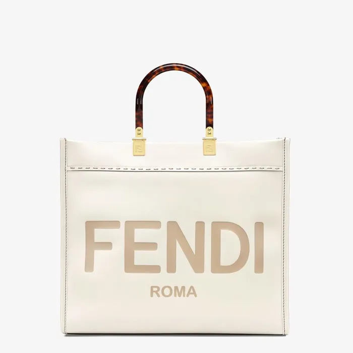 Fendi Tote Bags Fendi Sunshine Medium White Leather Shopper 8211 Women