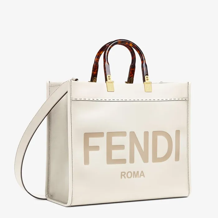 Fendi Tote Bags Fendi Sunshine Medium White Leather Shopper 8211 Women