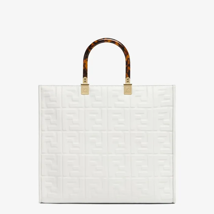 Fendi Tote Bags Fendi Sunshine Medium White Leather Shopper 8211 Women