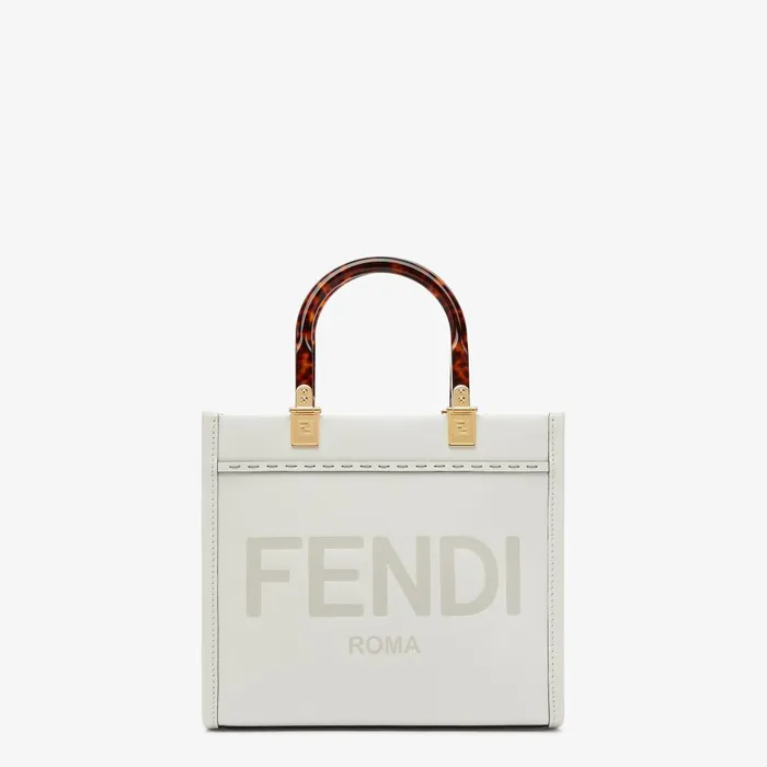 Fendi Tote Bags Fendi Sunshine Small White Leather Shopper 8211 Women