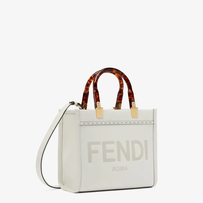 Fendi Tote Bags Fendi Sunshine Small White Leather Shopper 8211 Women