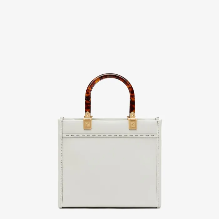 Fendi Tote Bags Fendi Sunshine Small White Leather Shopper 8211 Women