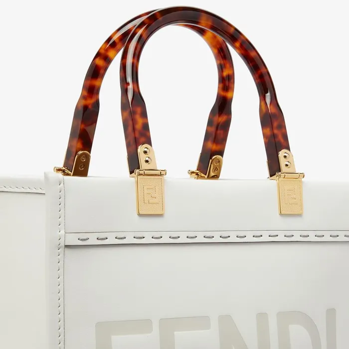 Fendi Tote Bags Fendi Sunshine Small White Leather Shopper 8211 Women